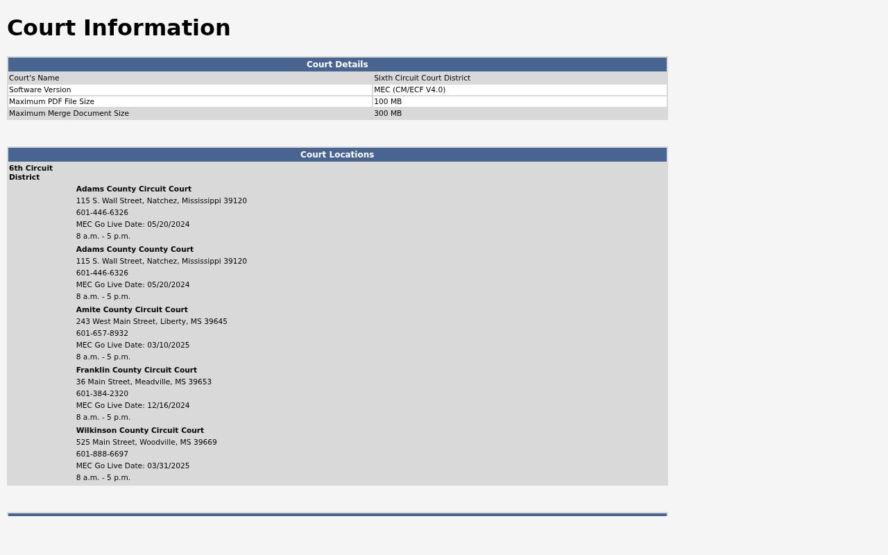 Adams County MEC court information for court docket records