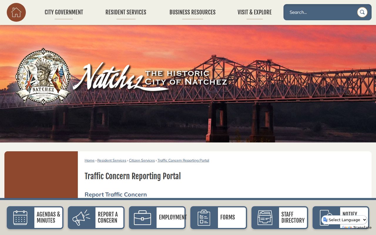Adams County traffic court records Natchez traffic concern form